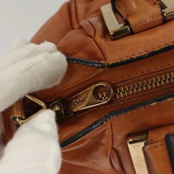 Chloe Etel Hand Bag Leather 2way Brown Gold Auth - Picture 9 of 16